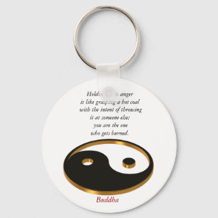 Yin Yang keychain with Buddha quote