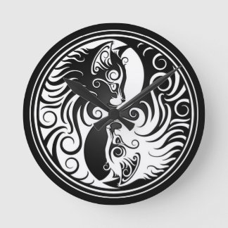 Yin Yang Kittens Round Clock