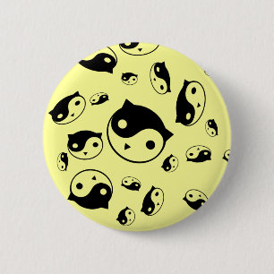 Yin Yang Kitty Button
