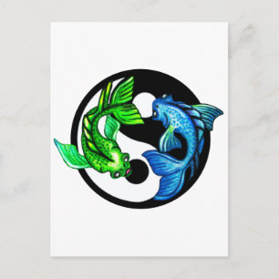 Yin-Yang Koi Design Postcard
