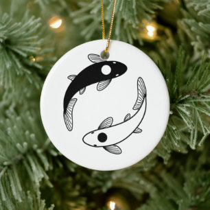 Yin Yang Koi Fish Ceramic Ornament