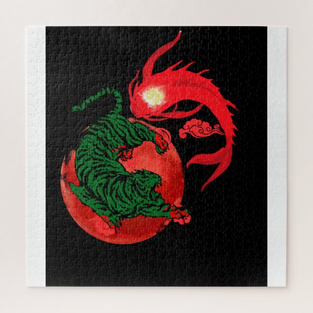 yin yang koi fish japanese art style balance  jigsaw puzzle (Vertical)
