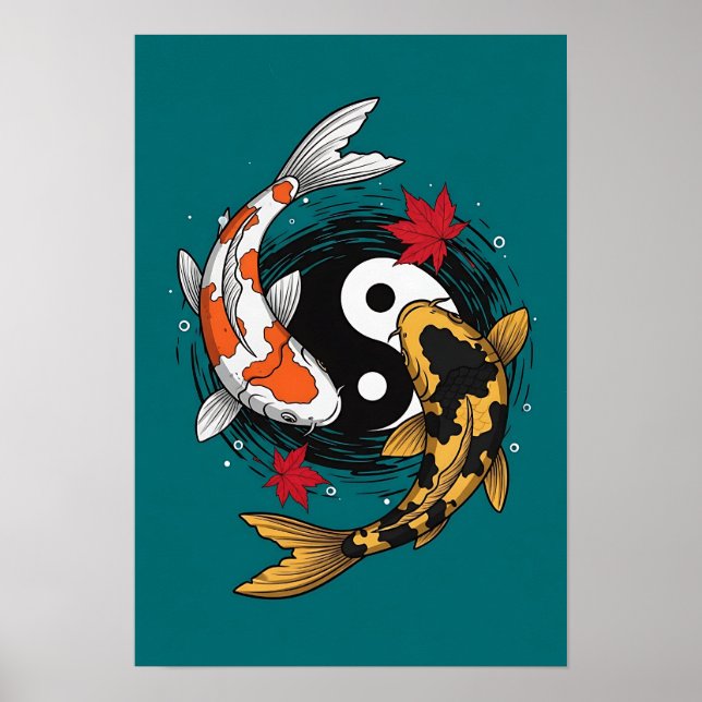 Yin Yang Koi Fish - Japanese Poster (Front)