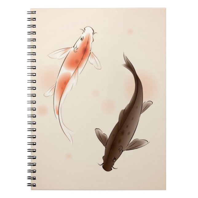 Yin Yang Koi fishes in oriental style painting Notebook (Front)
