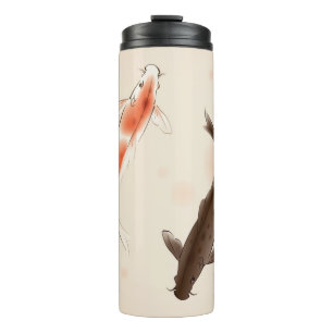 Yin Yang Koi fishes in oriental style painting Thermal Tumbler