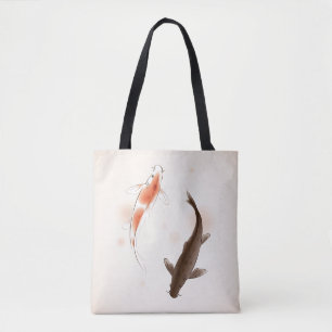 Yin Yang Koi fishes in oriental style painting Tote Bag