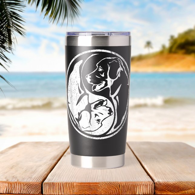 Yin Yang Labrador Retriever Dog Lover Insulated Tumbler (Beach (Rotated))