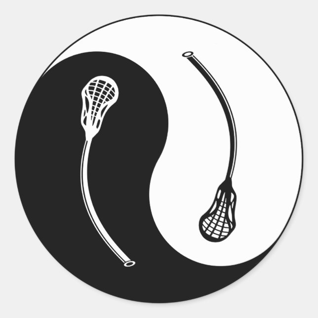 Yin Yang Lacrosse Classic Round Sticker (Front)