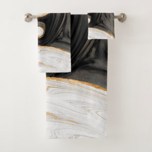 Yin Yang Liquid Marble Bath Towel Set