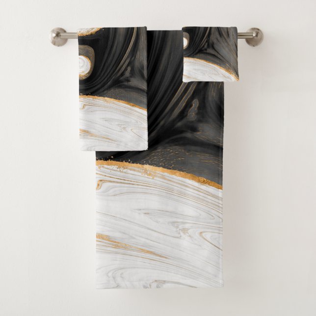 Yin Yang Liquid Marble Bath Towel Set (Insitu)