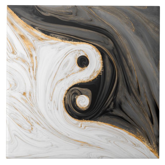 Yin Yang Liquid Marble Ceramic Tile (Front)