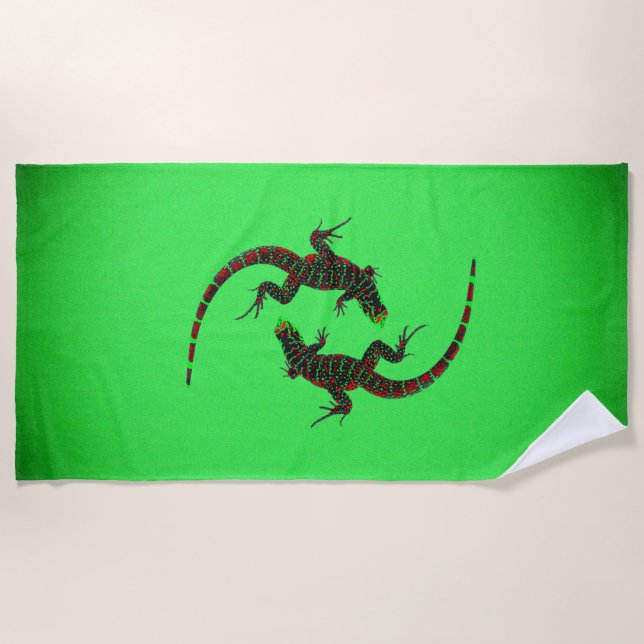 Yin Yang Lizards Beach Towel (Front)