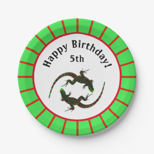 Yin Yang Lizards Birthday Paper Plate