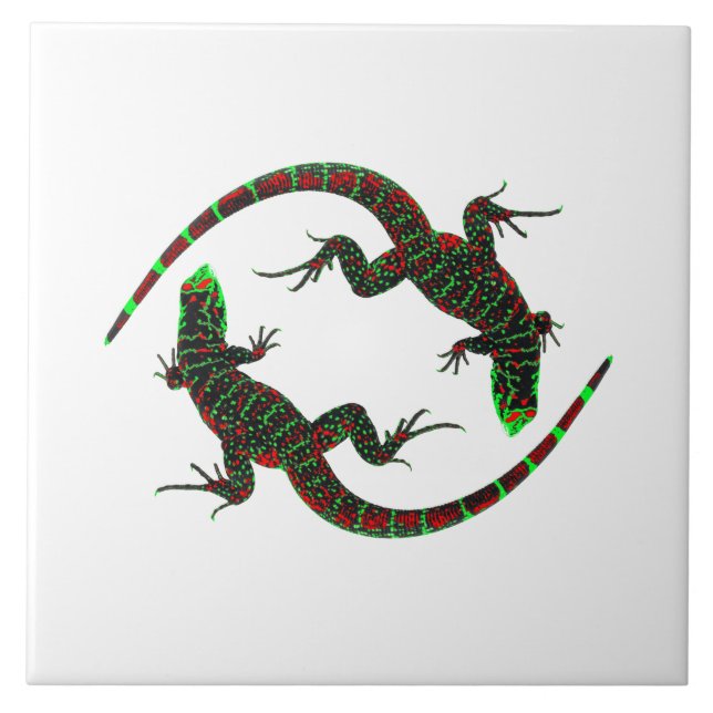 Yin Yang Lizards Ceramic Tile (Front)