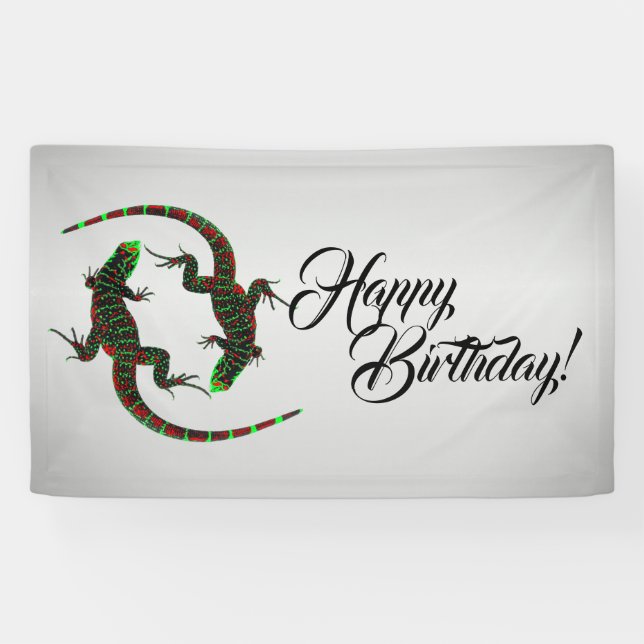 Yin Yang Lizards Silver Banner (Horizontal)