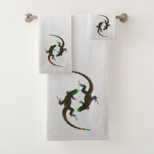 Yin Yang Lizards Silver Bath Towel Set