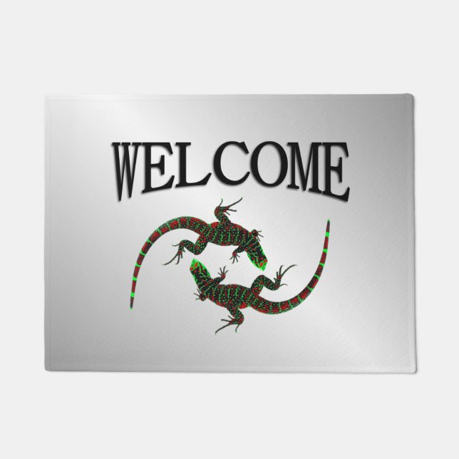 Yin Yang Lizards Silver Doormat (Front)