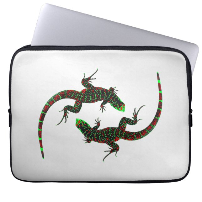 Yin Yang Lizards Silver Laptop Sleeve (Front)