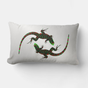 Yin Yang Lizards Silver Lumbar Cushion