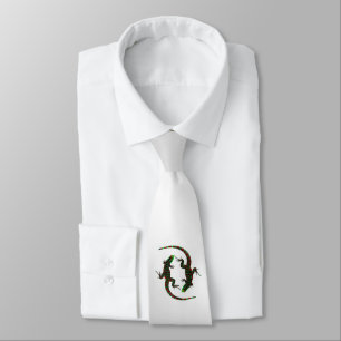 Yin Yang Lizards Silver Tie