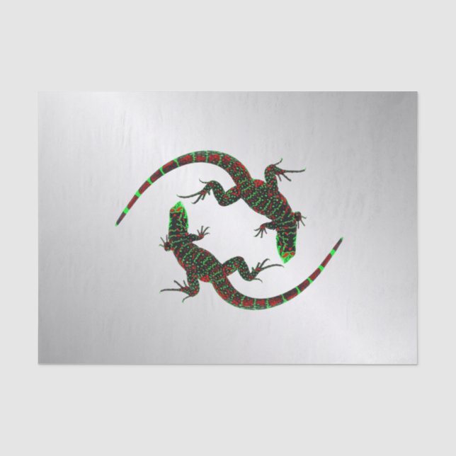 Yin Yang Lizards Silver Tissue Paper (Front)