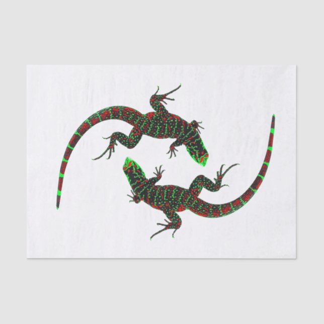 Yin Yang Lizards White Tissue Paper (Front)