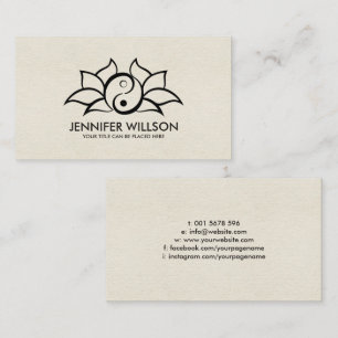Yin Yang Lotus flower - black outline Business Card
