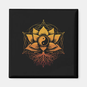Yin Yang Lotus Flower Sacred Geometry Spiritual Ge Magnet