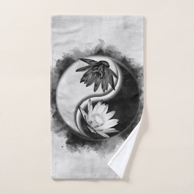 Yin Yang - Lotus flowers Bath Towel Set (Hand Towel)