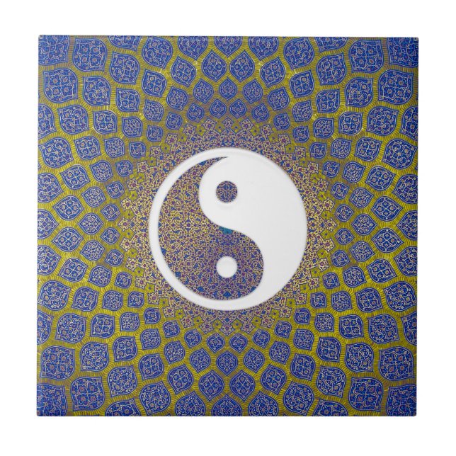 Yin Yang Mandala Ceramic Tile (Front)