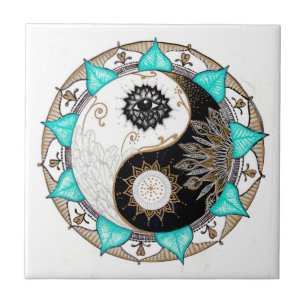 Yin Yang Mandala Ceramic Tile
