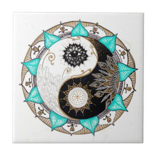 Yin Yang Mandala Ceramic Tile