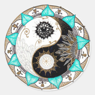 Yin Yang Mandala Classic Round Sticker