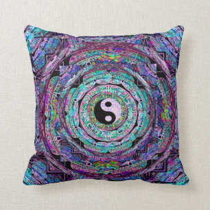 Yin Yang Mandala in Purple Colours Cushion