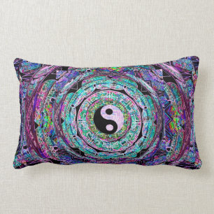 Yin Yang Mandala in Purple Colours Lumbar Cushion