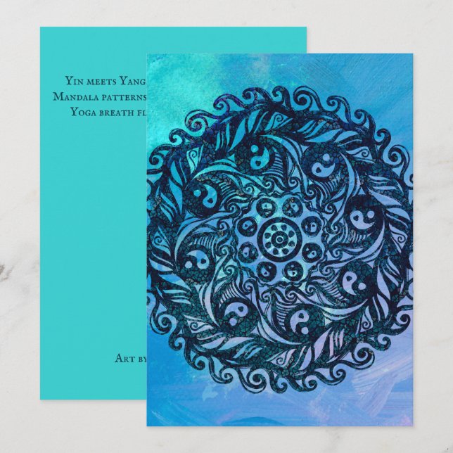 Yin Yang Mandala Nature Floral Flower Mandalas     Invitation (Front/Back)