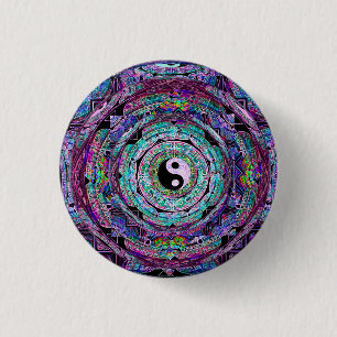 Yin Yang Mandala Purple 3 Cm Round Badge