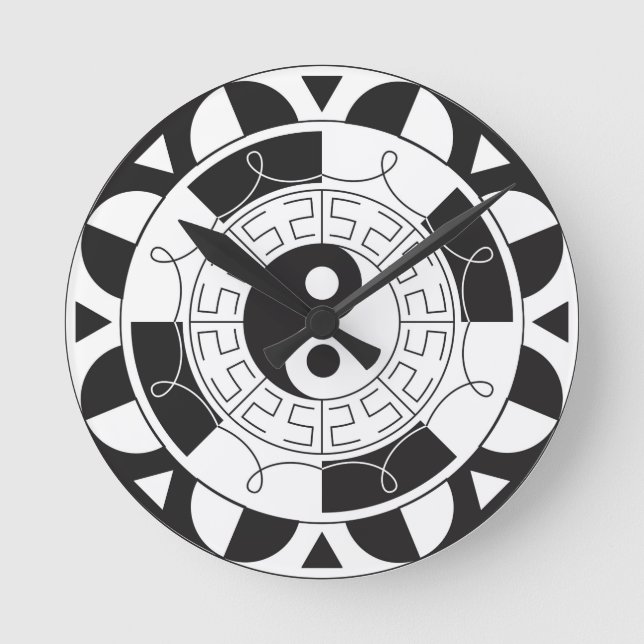 Yin Yang Mandala Round Clock (Front)