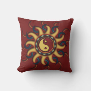 Yin Yang Maroon Design Cushion