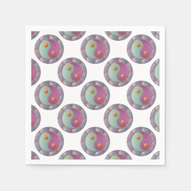 Yin Yang Medallion Violet Turquoise Napkin (Front)