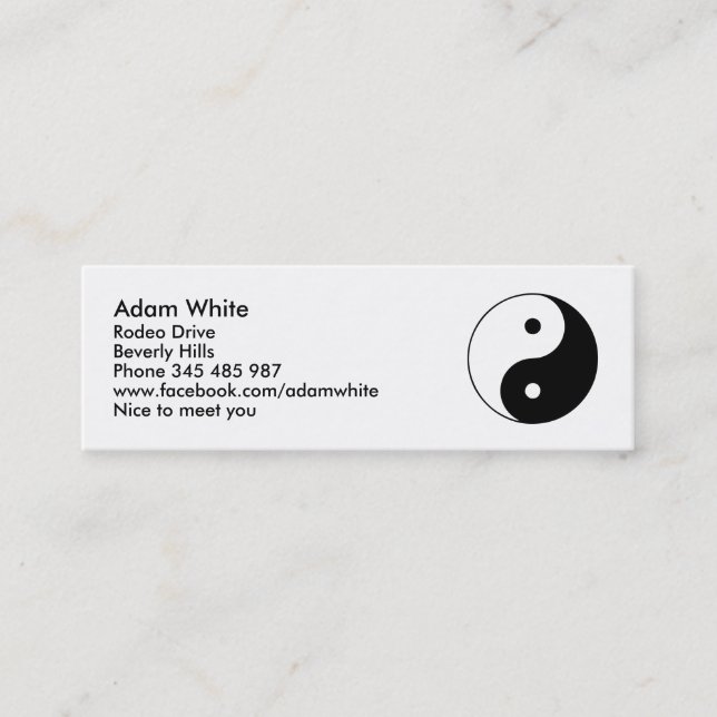 Yin Yang Mini Business Card (Front)