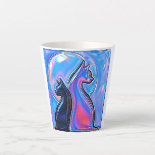 Yin Yang Moon Cats Latte Mug