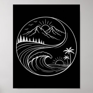 Yin Yang Mountain Beach Nature Camng Outdoors Poster