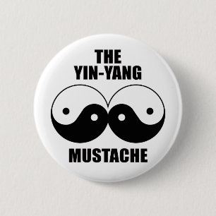 Yin-Yang Moustache 6 Cm Round Badge