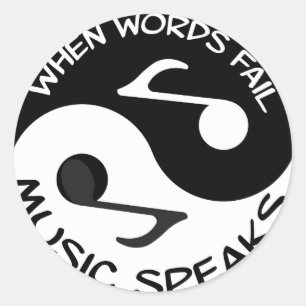Yin yang music classic round sticker