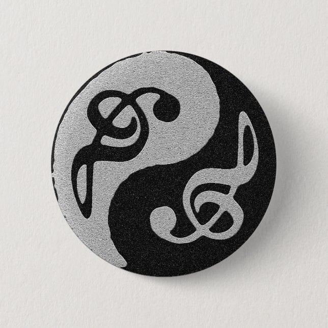 yin yang music clave note 6 cm round badge (Front)