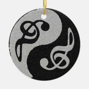 yin yang music clave note ceramic tree decoration