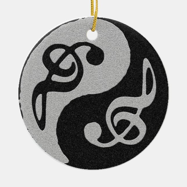 yin yang music clave note ceramic tree decoration (Front)