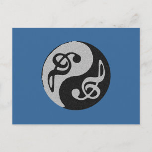 yin yang music clave note postcard