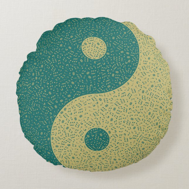Yin Yang Music Notes Round Cushion (Front)